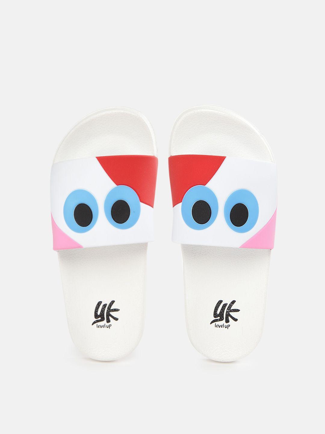yk-boys-white-&-blue-quirky-printed-sliders