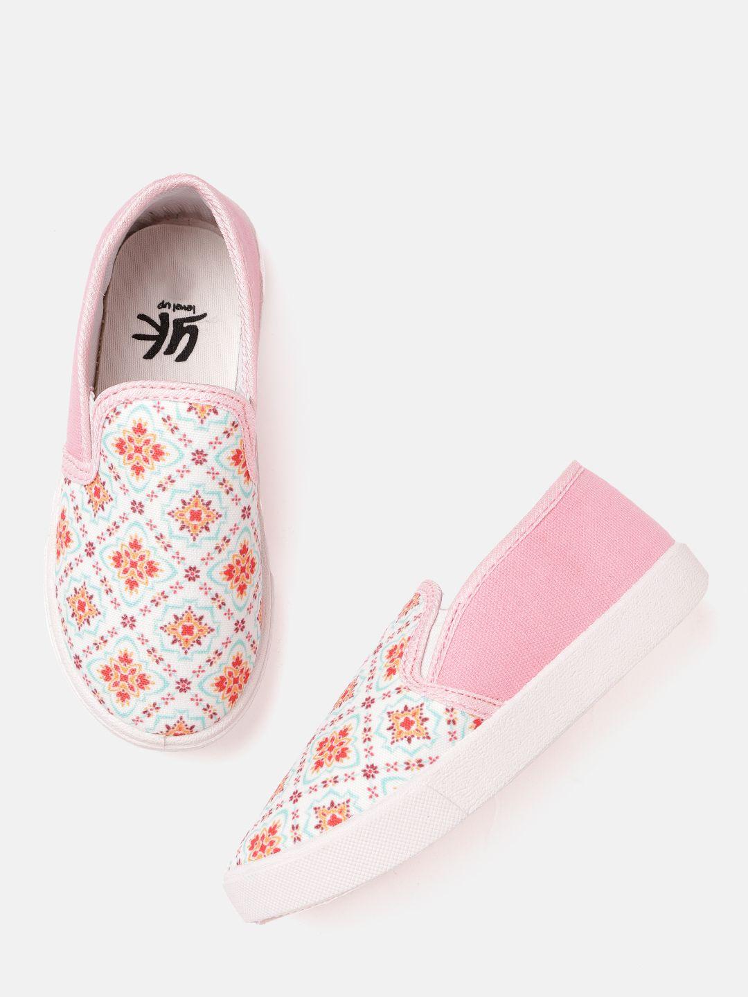 yk-boys-white-&-pink-colourblocked-slip-on-sneakers-with-printed-detail