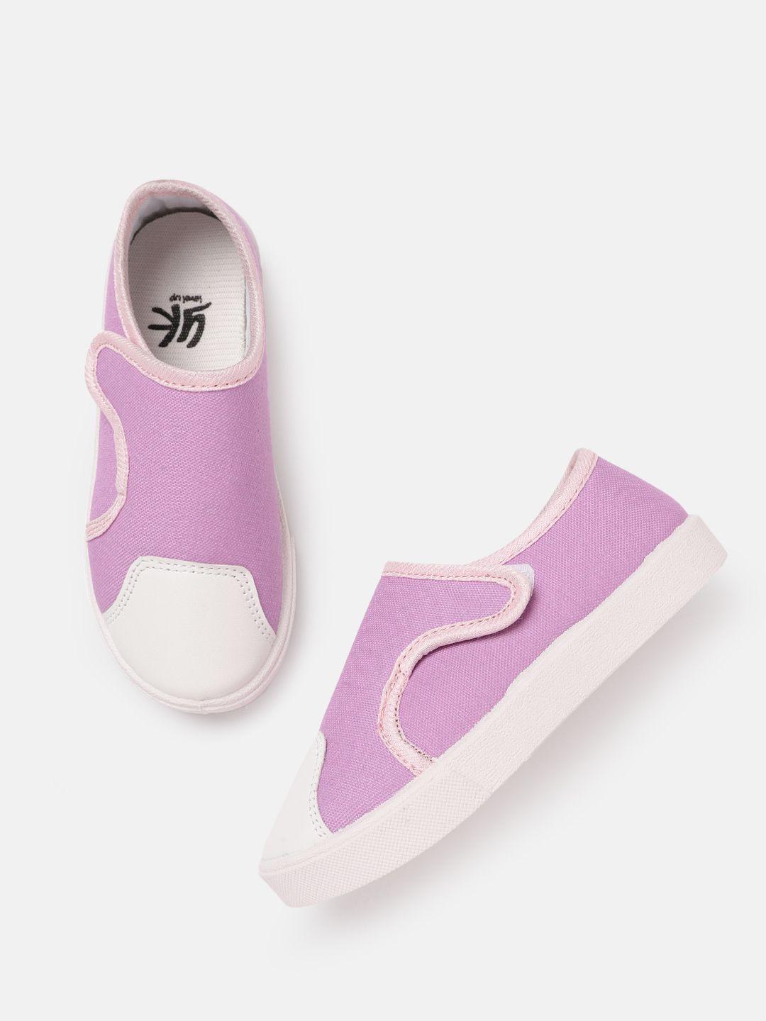 yk girls purple & white solid sneakers