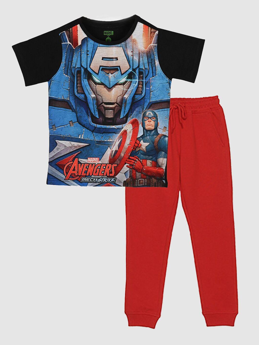 yk marvel boys avengers printed t-shirt with joggers