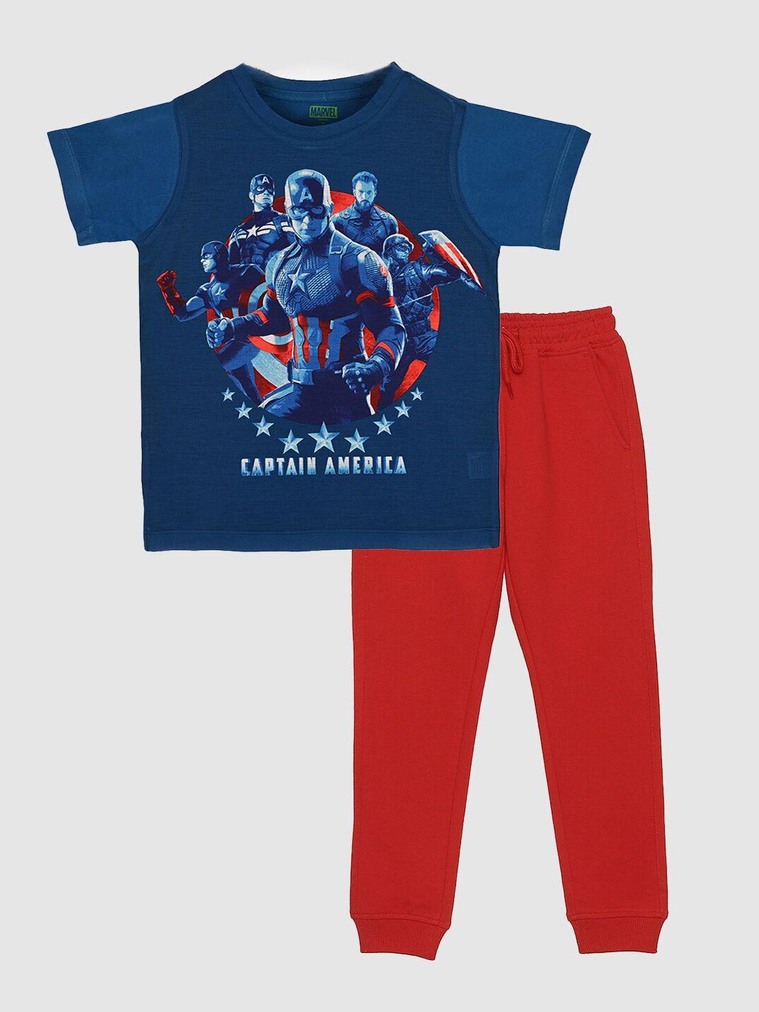 yk marvel boys captain america printed t-shirt with joggers