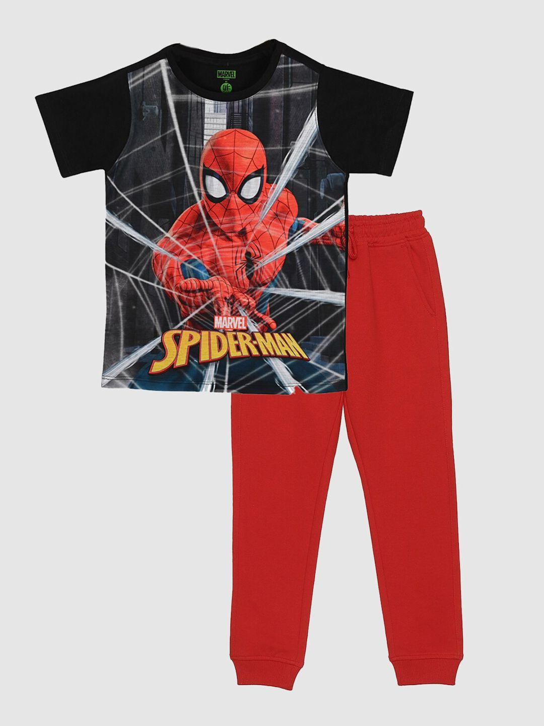 yk marvel boys spider-man printed t-shirt with trousers