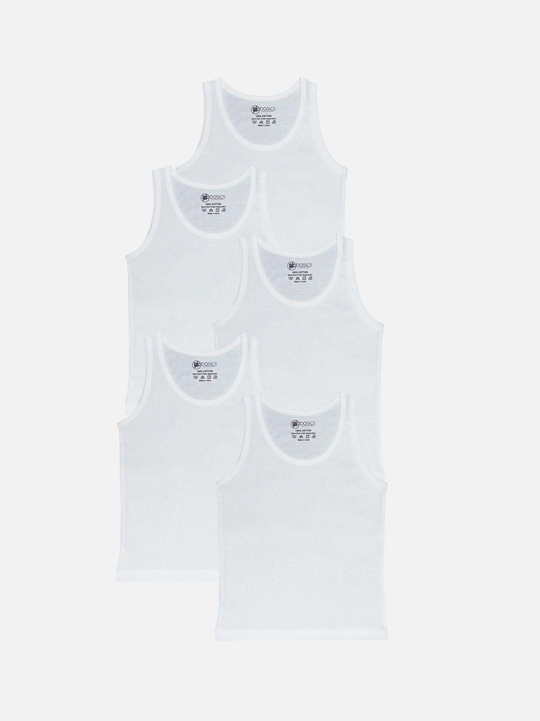 yk basics boys pack of 5 solid pure cotton innerwear vests