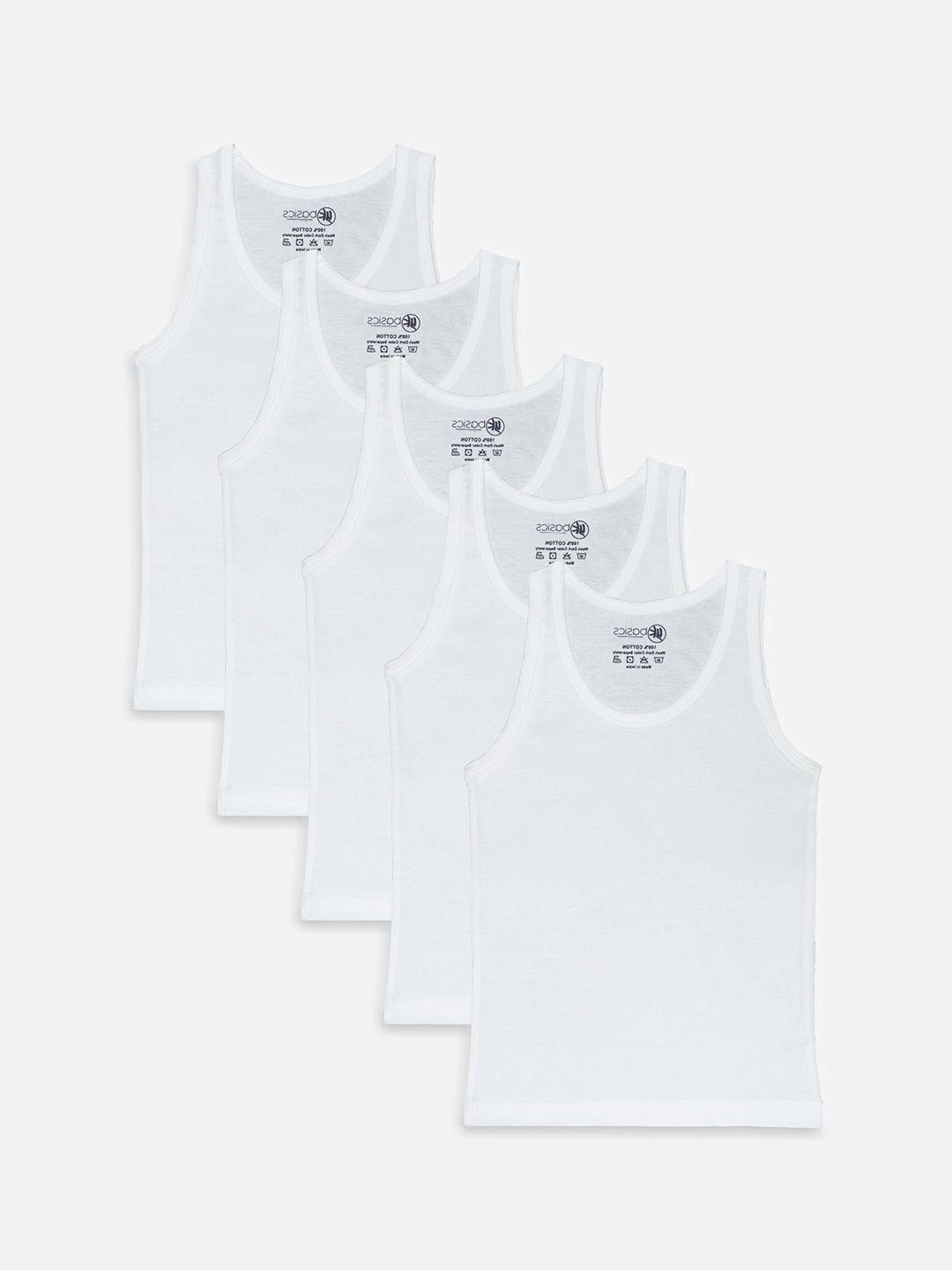 yk basics kids pack of 5 white solid pure cotton innerwear vests