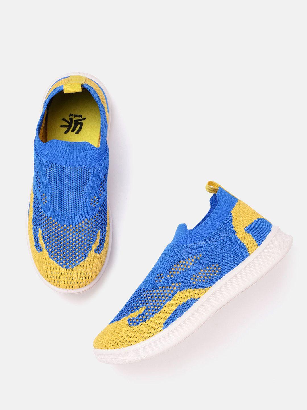 yk boys blue & yellow woven design sneakers