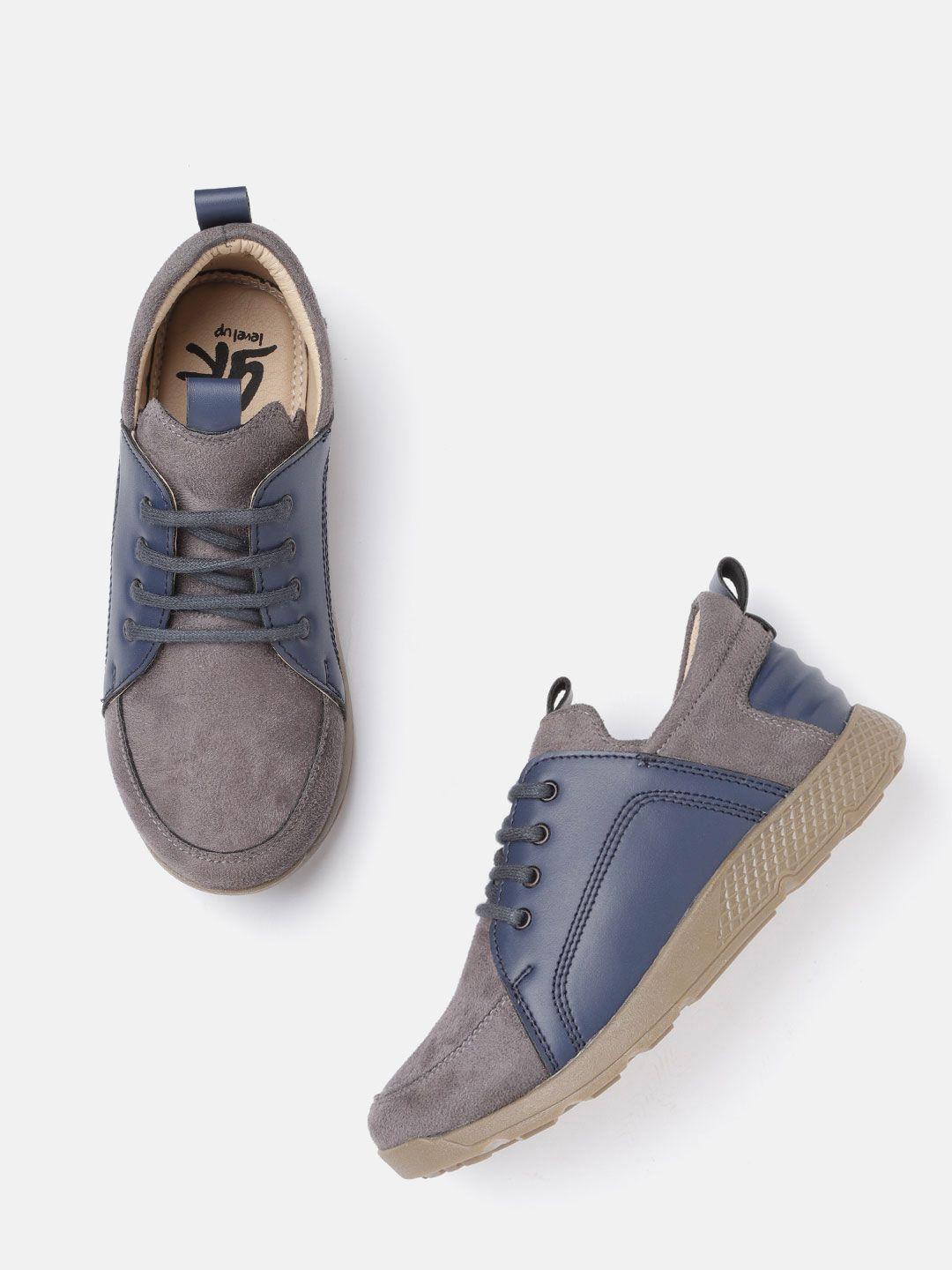 yk boys charcoal grey & navy colourblocked sneakers