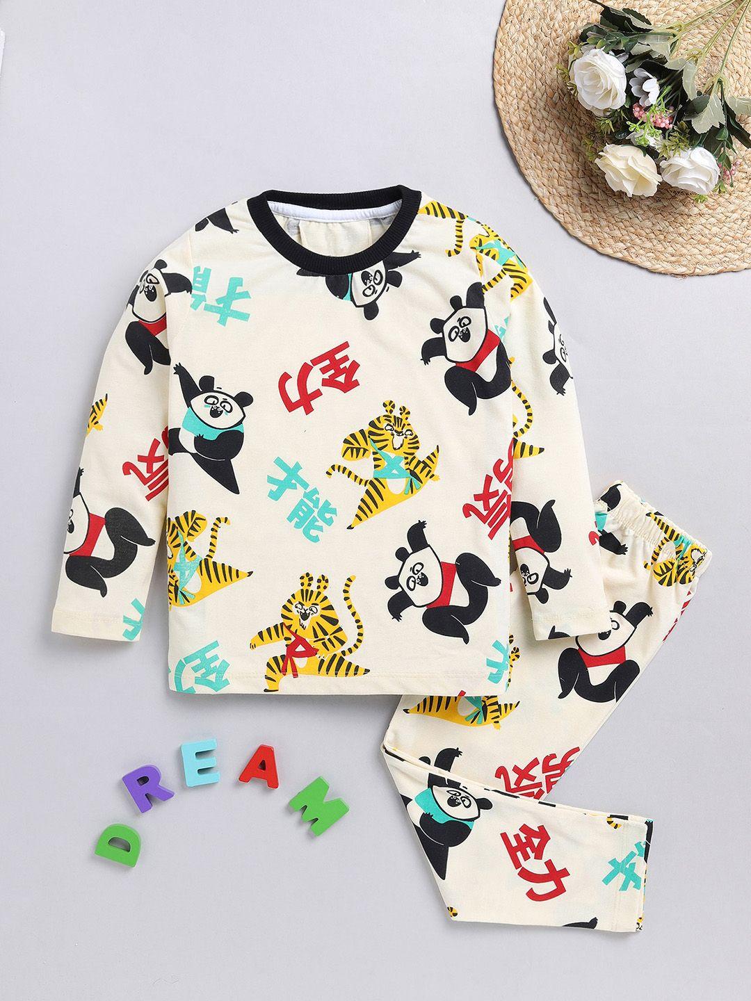 yk boys conversational printed pure cotton night suit