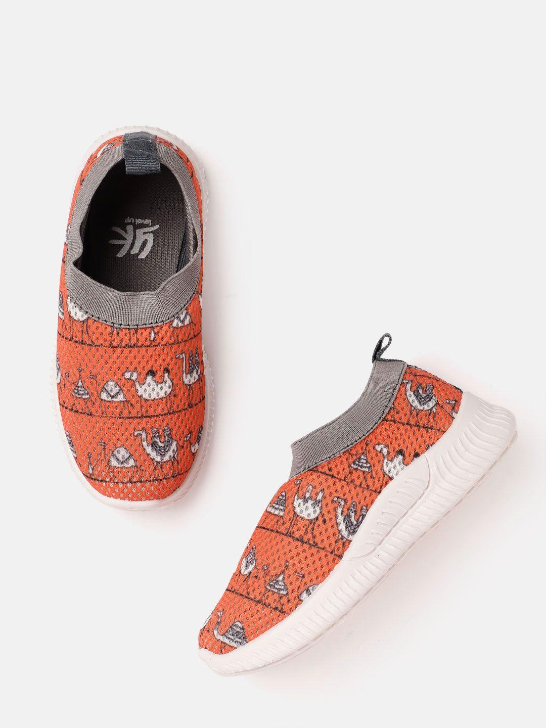 yk boys conversational printed slip-on sneakers