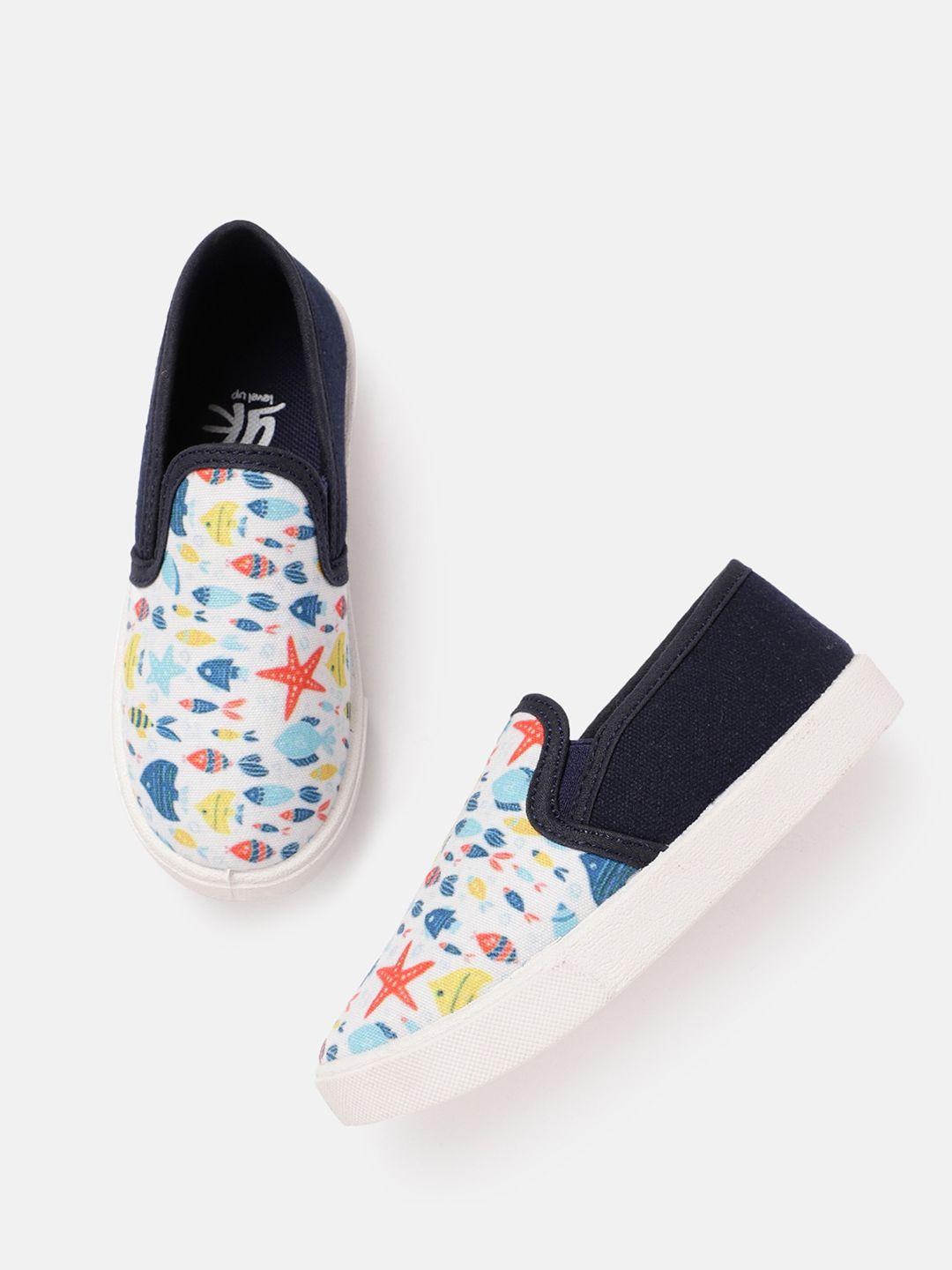 yk boys conversational printed slip-on sneakers