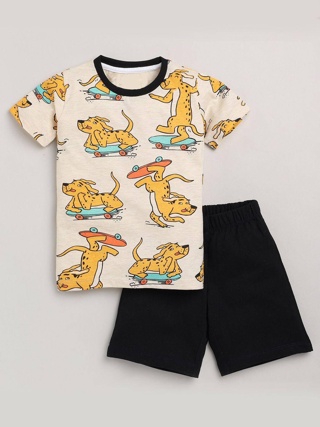 yk boys cotton printed t-shirt with shorts