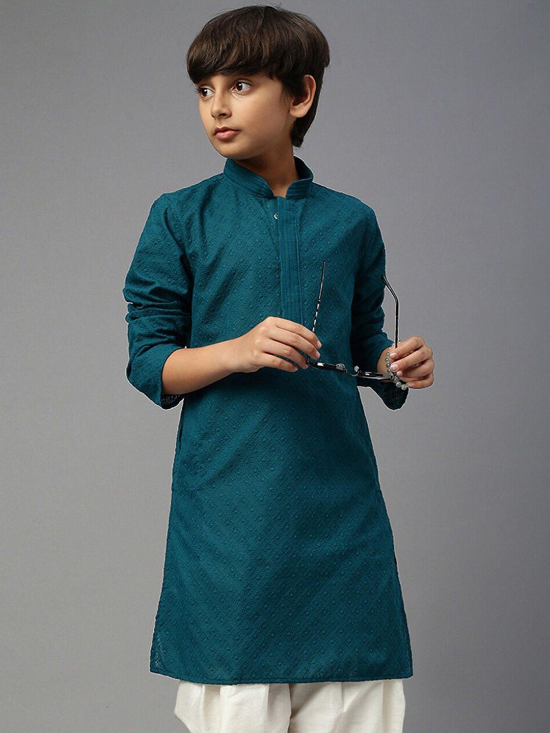 yk boys ethnic motifs embroidered chikankari cotton kurta