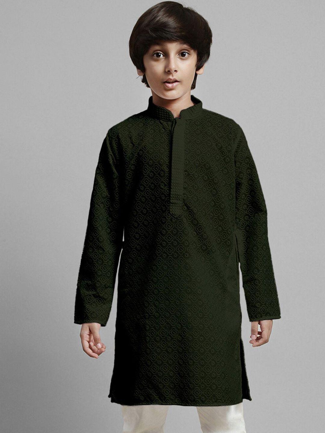 yk boys ethnic motifs embroidered chikankari cotton kurta