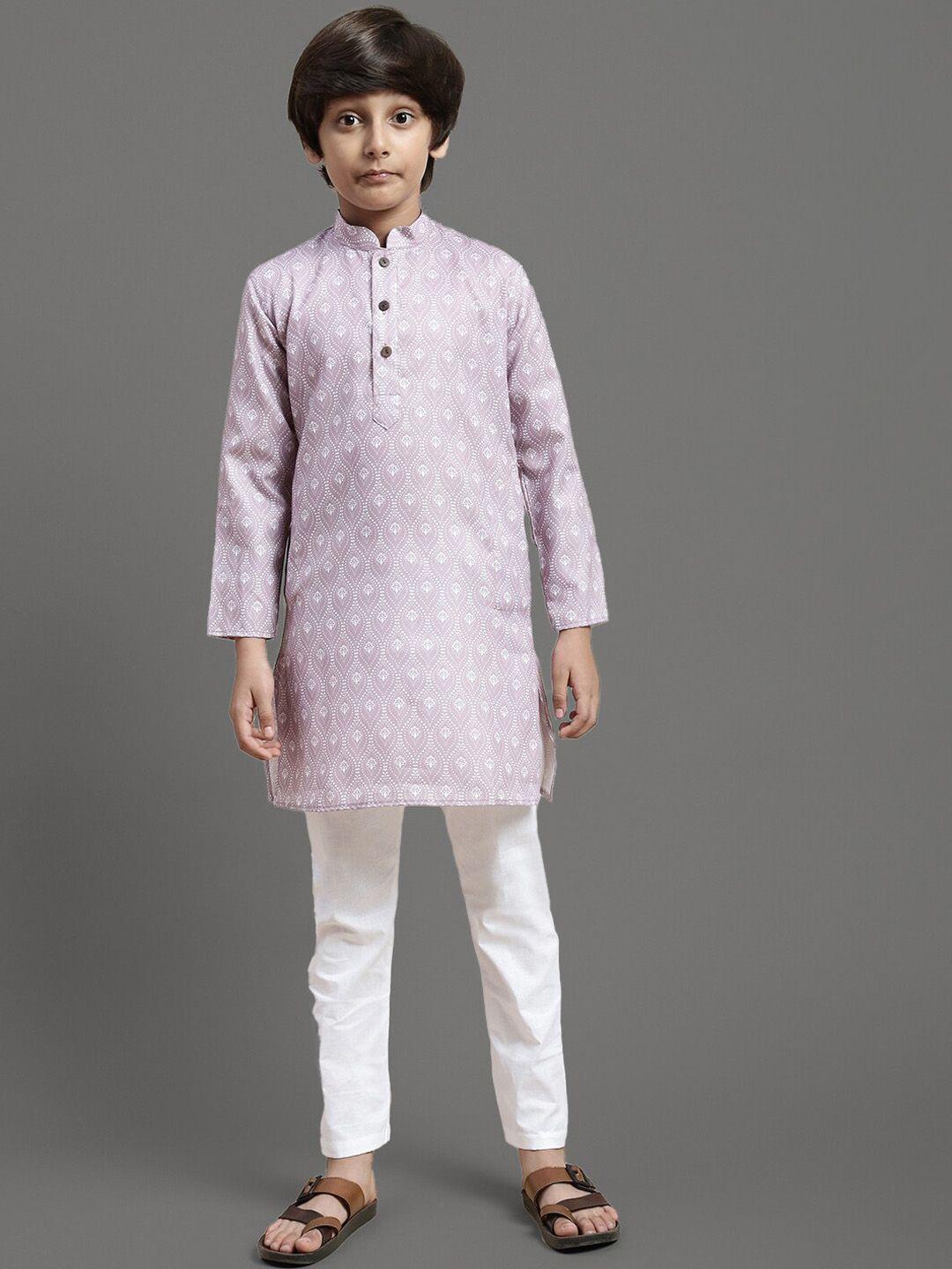 yk boys floral printed regular kurta with pyjamas