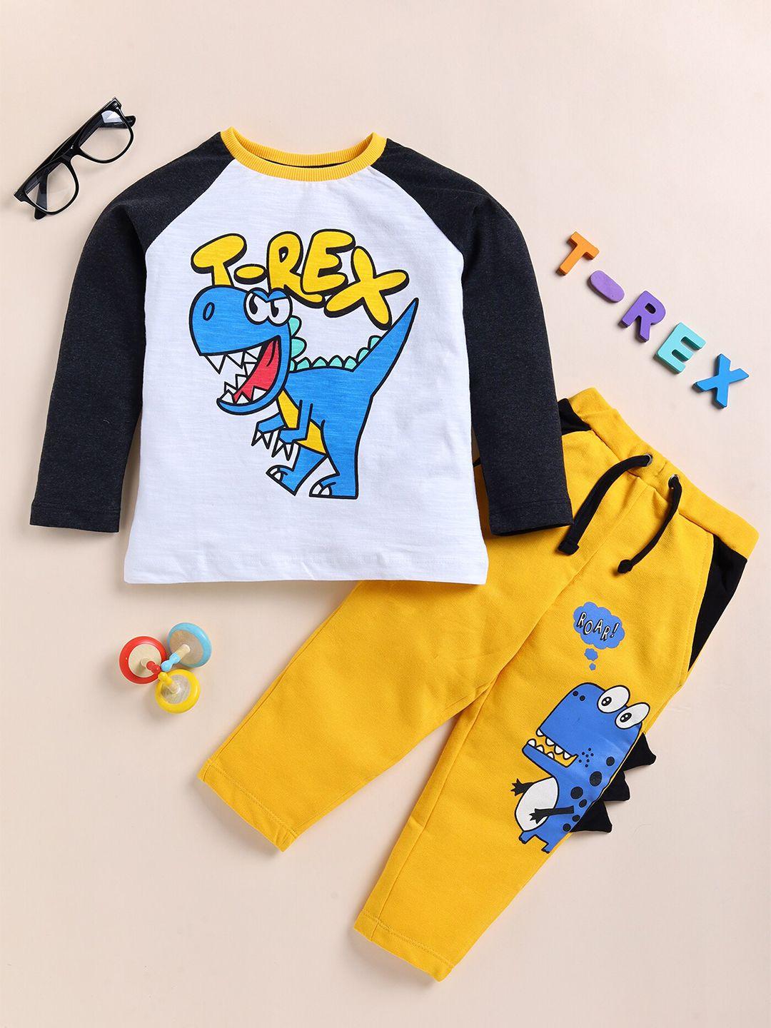 yk boys graphic printed pure cotton t-shirt with trouser