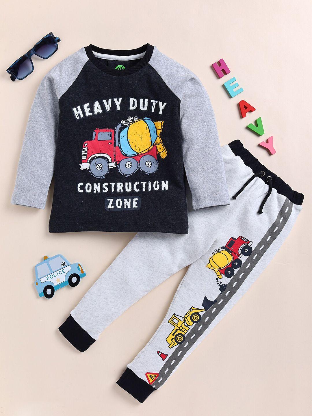 yk boys graphic printed pure cotton t-shirt with trouser