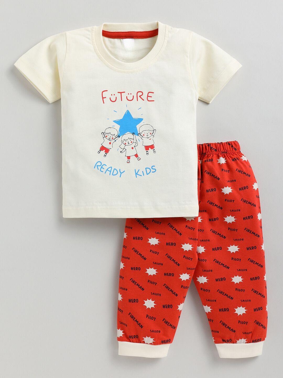 yk boys graphic printed pure cotton t-shirt with trousers