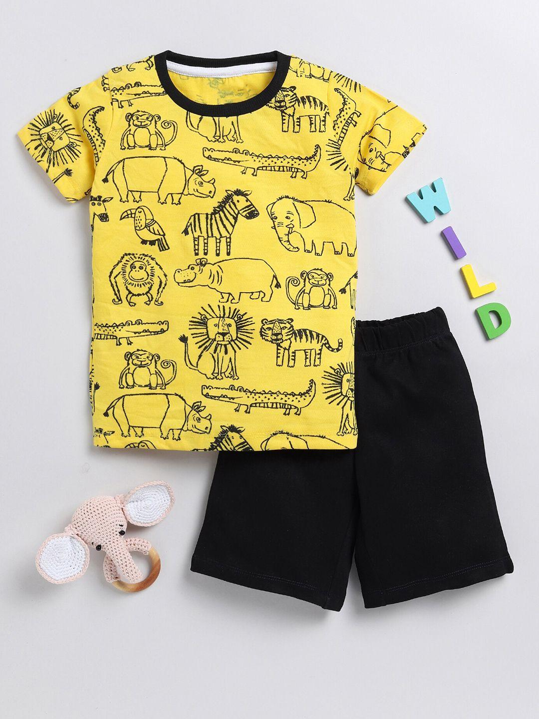 yk boys graphic printed short sleeves t-shirt with shorts