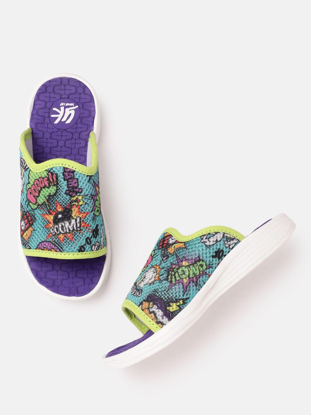 yk boys graphic printed sliders