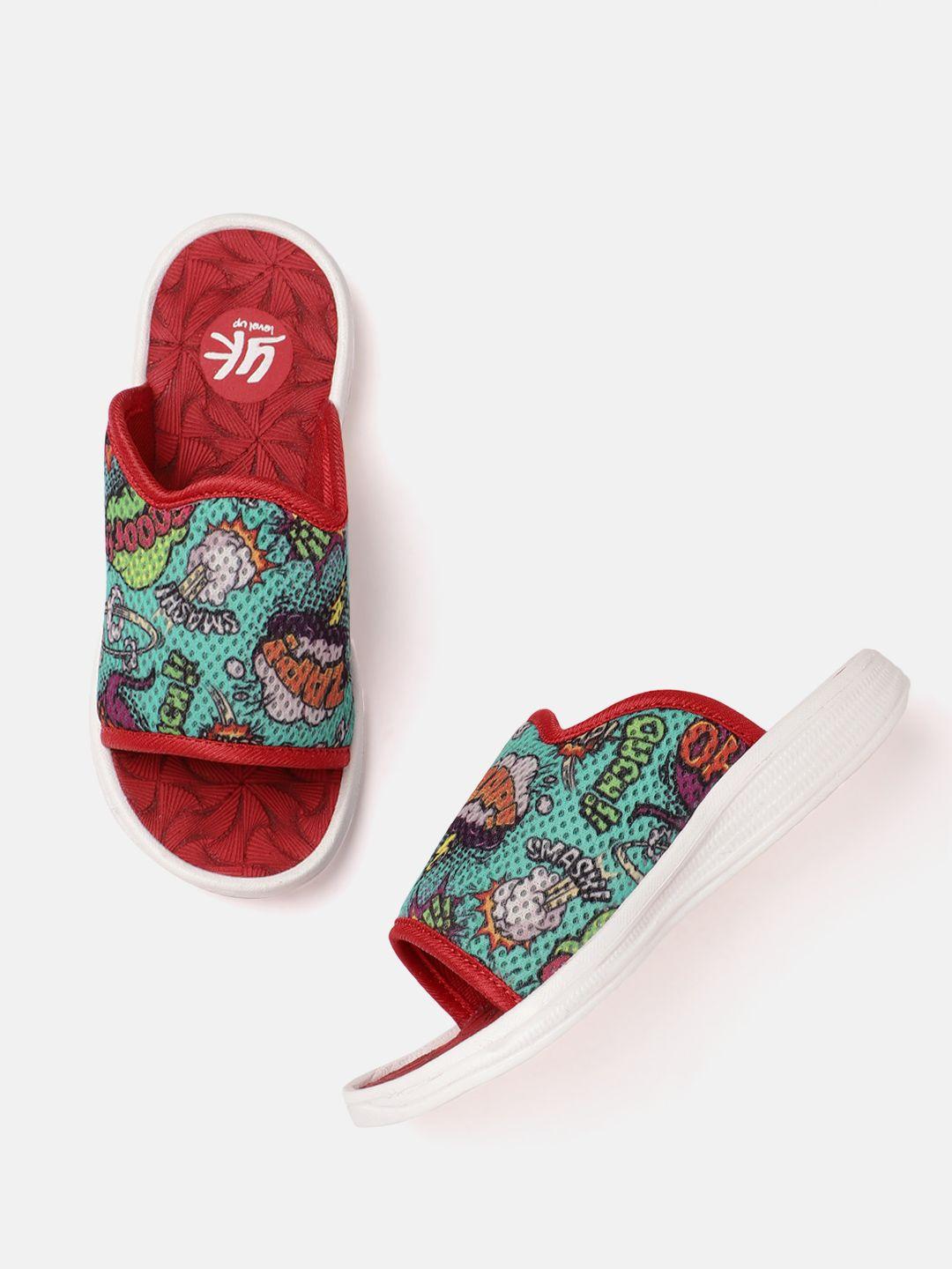 yk boys graphic printed sliders