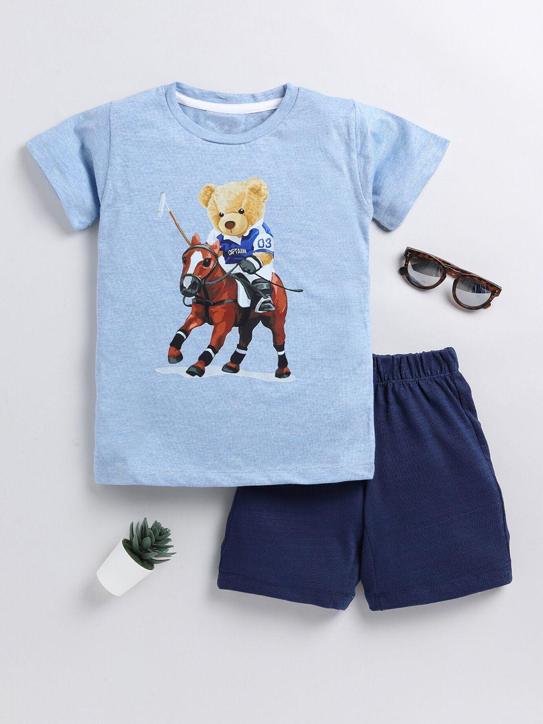 yk boys graphic printed t-shirt with shorts