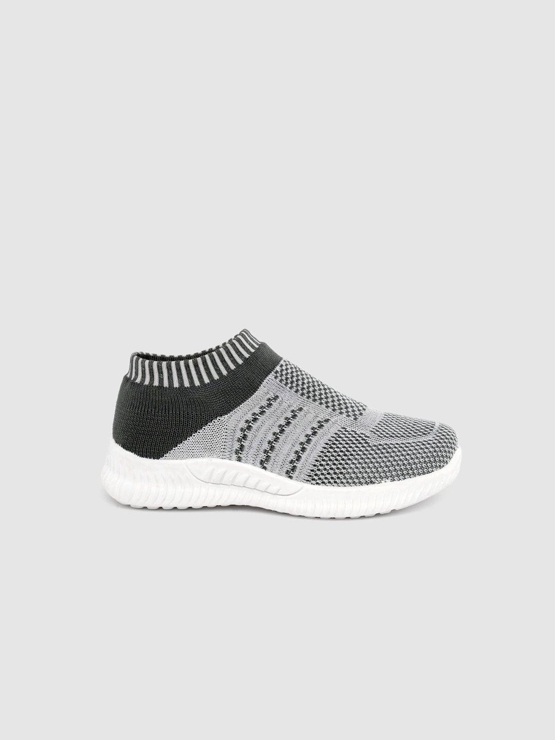 yk boys grey woven design slip-on sneakers
