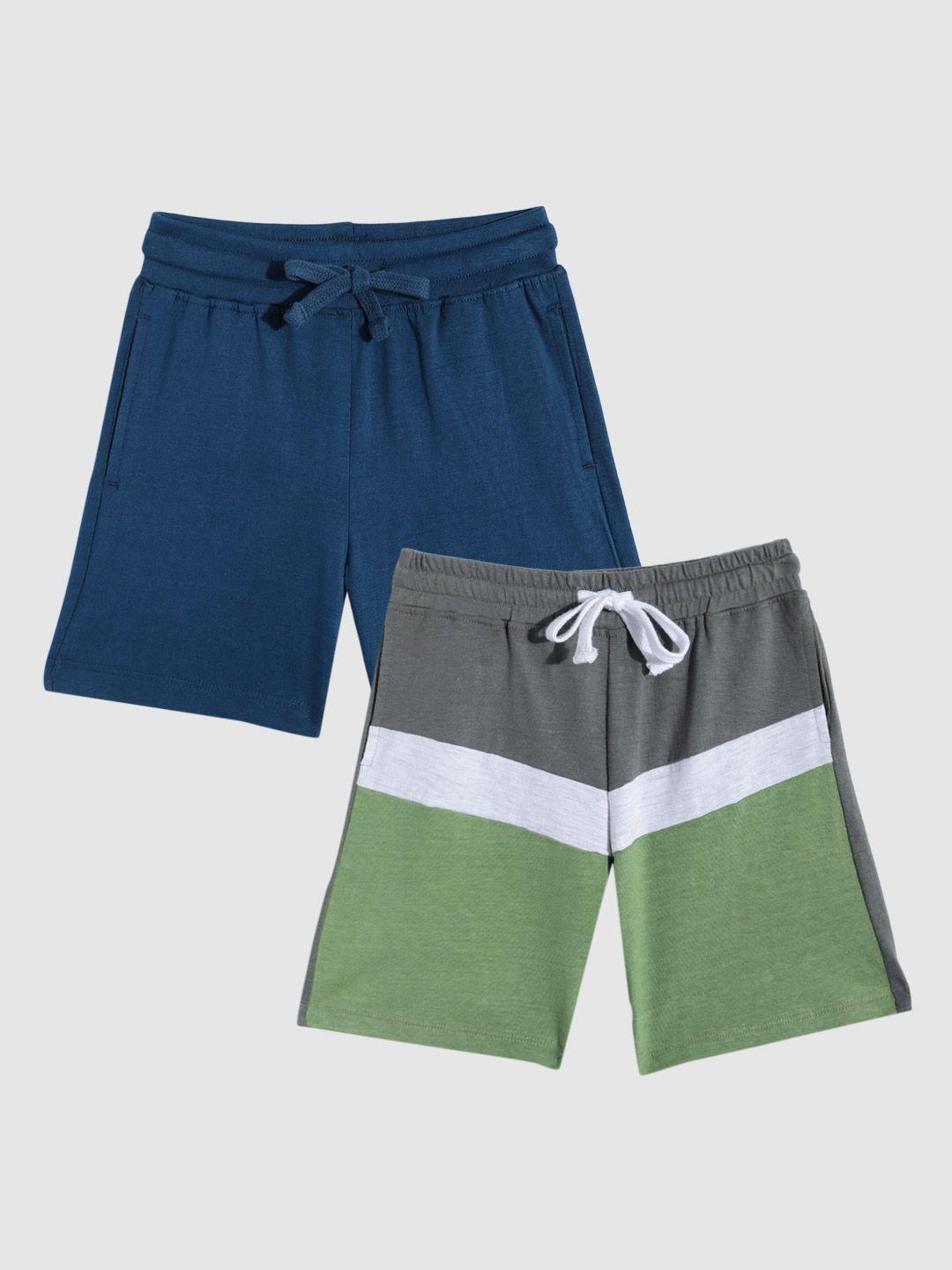 yk boys pack of 2 slim fit pure cotton shorts