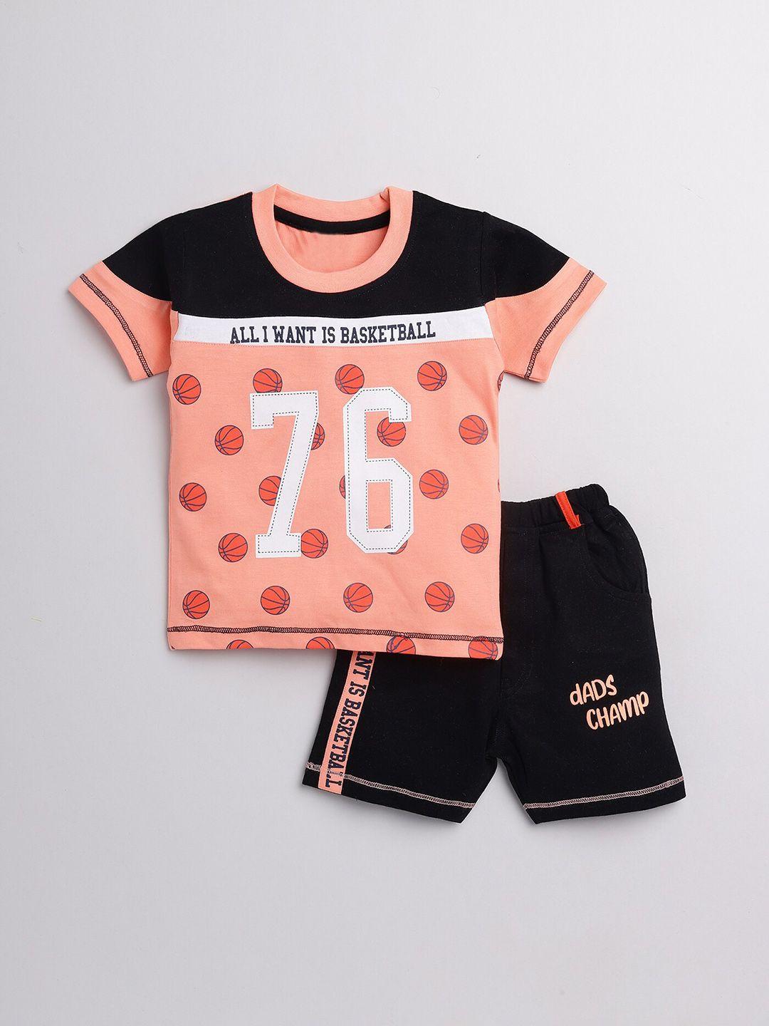 yk boys printed pure cotton t-shirt with shorts