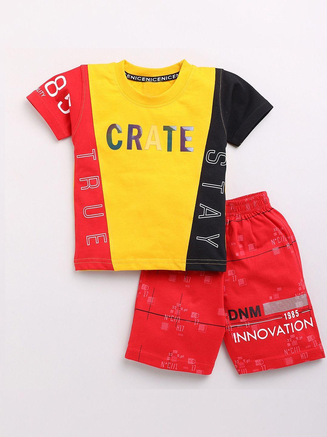 yk boys printed pure cotton t-shirt with shorts