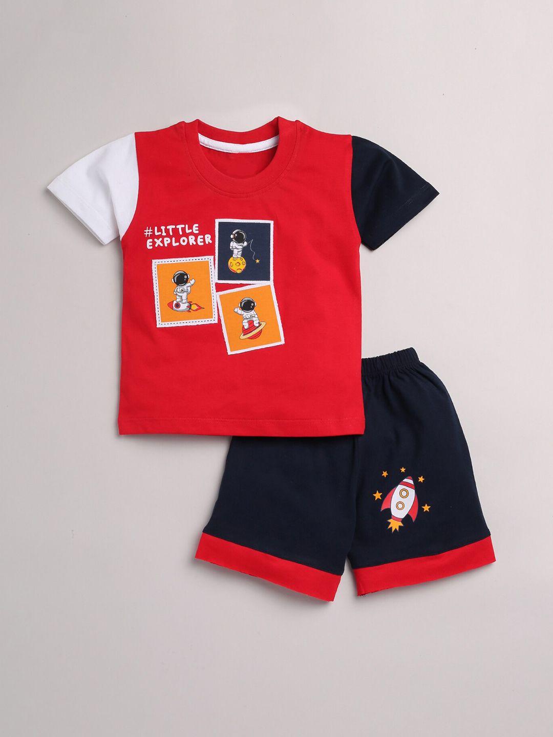 yk boys printed pure cotton t-shirt with shorts