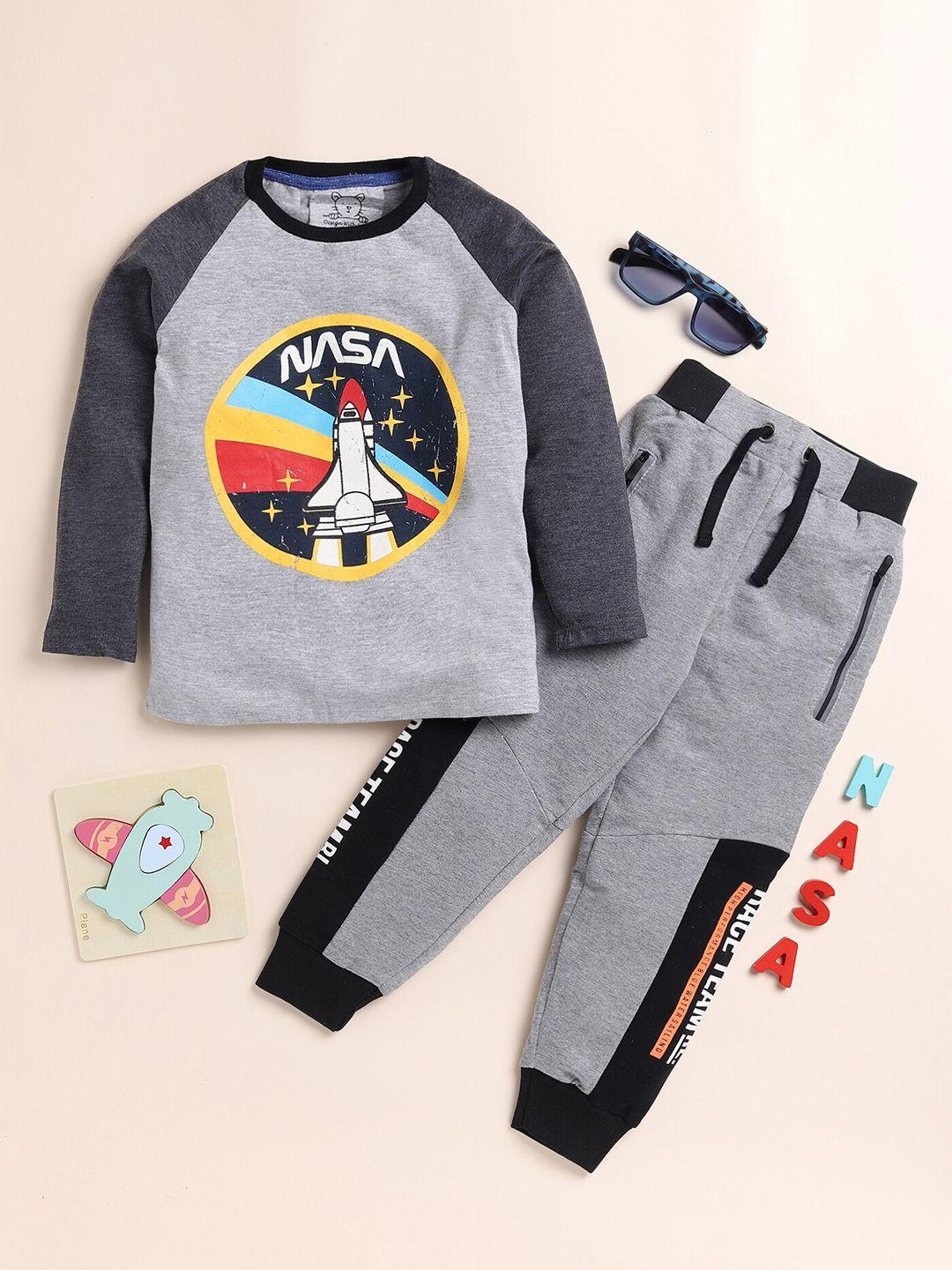 yk boys printed pure cotton t-shirt with trousers