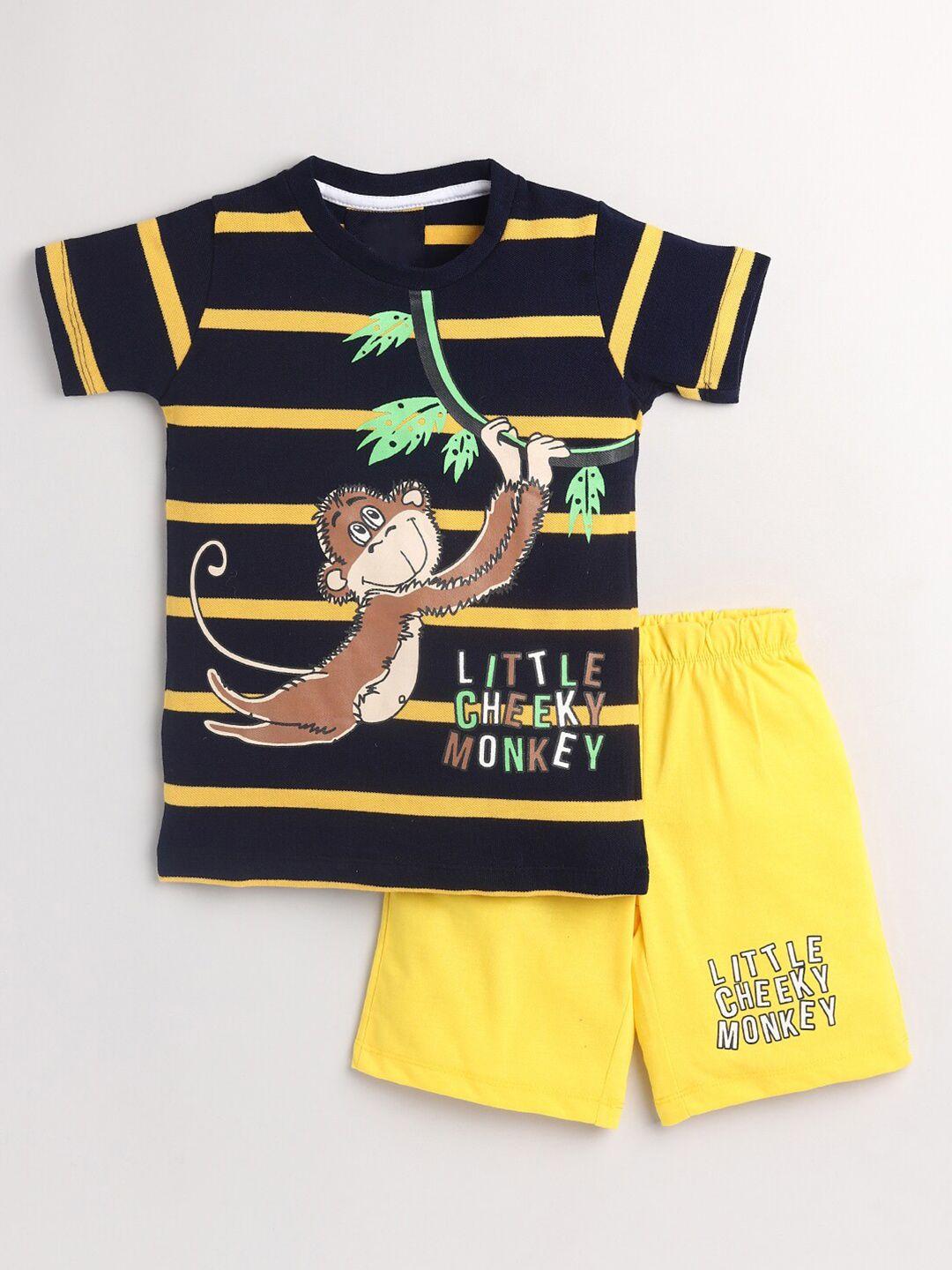 yk boys printed t-shirt with shorts