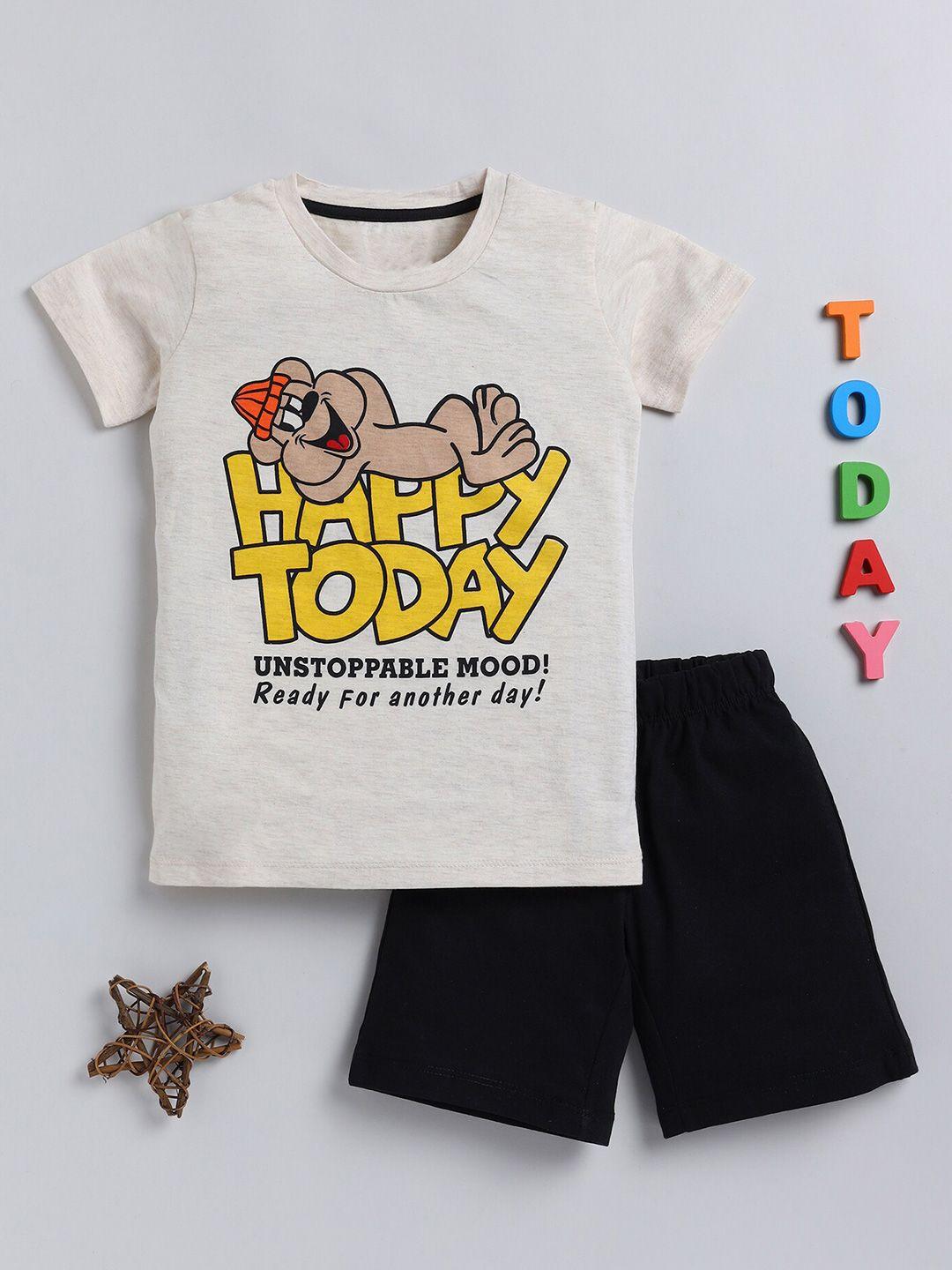 yk boys printed t-shirt with shorts