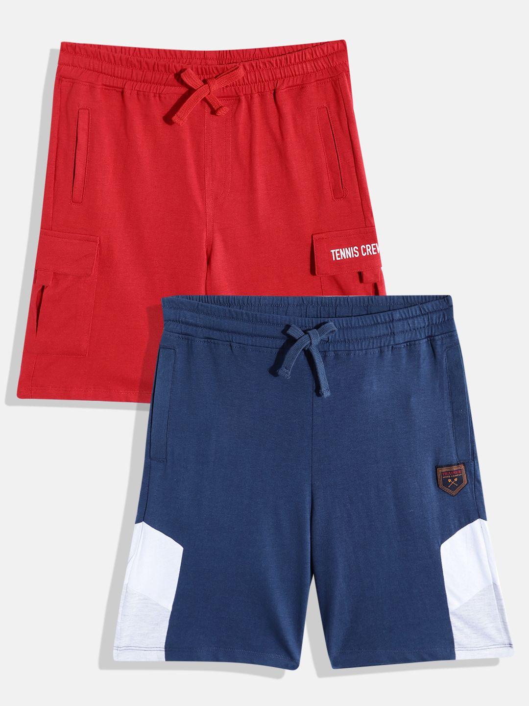 yk boys set of 2 slim fit cotton shorts