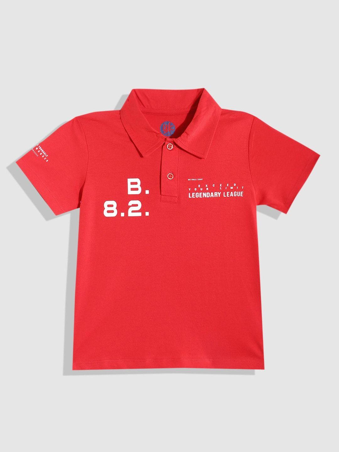 yk boys typography printed polo collar pure cotton t-shirt