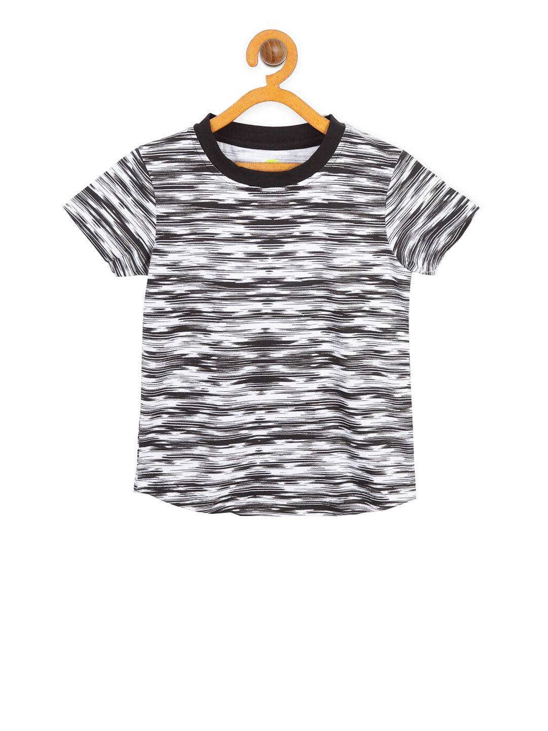 yk boys white & black printed round neck t-shirt