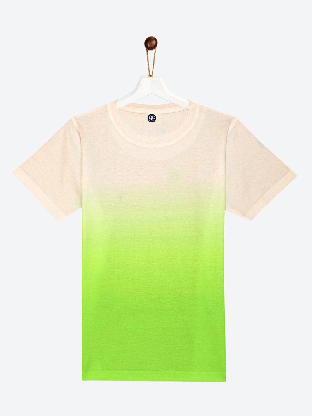 yk boys white & green colourblocked t-shirt