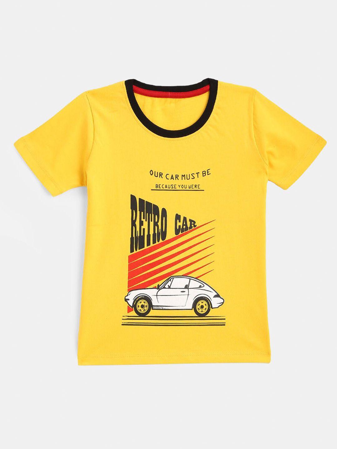 yk boys yellow printed pure cotton outdoor t-shirt