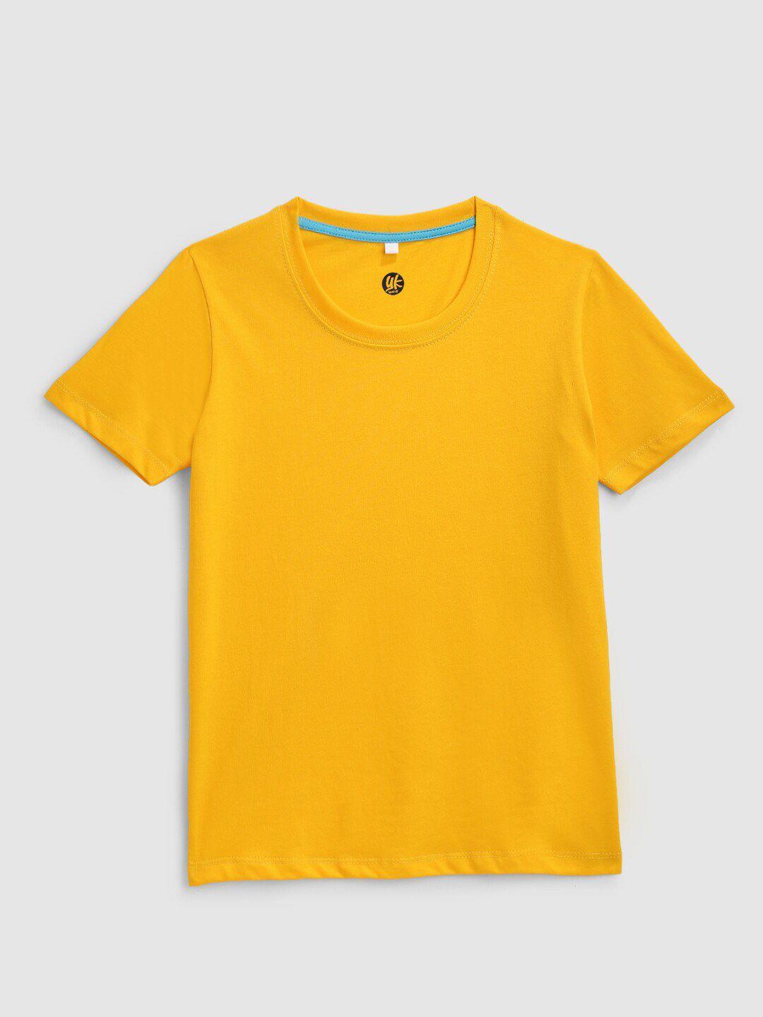 yk boys yellow running cotton t-shirt