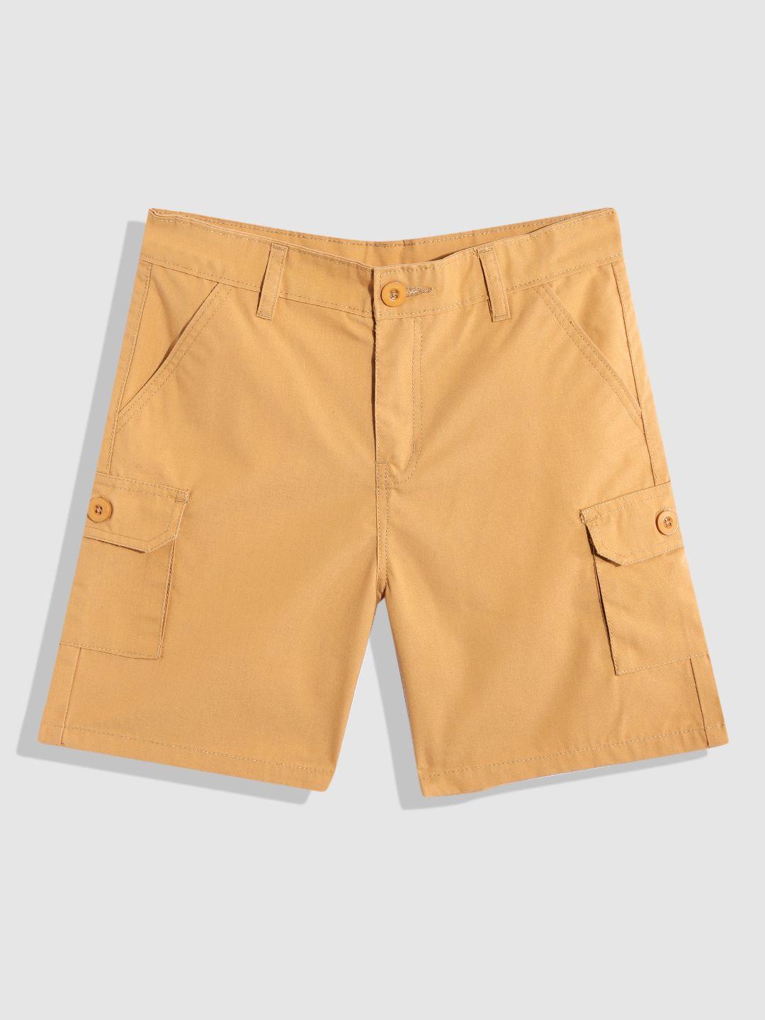 yk boys yellow slim fit pure cotton cargo shorts