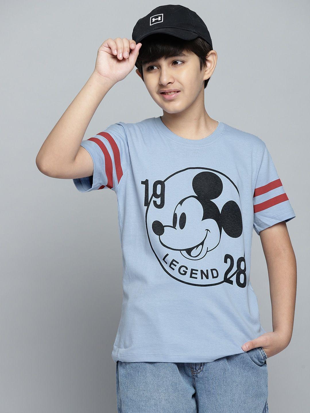 yk disney boys blue printed round neck t-shirt