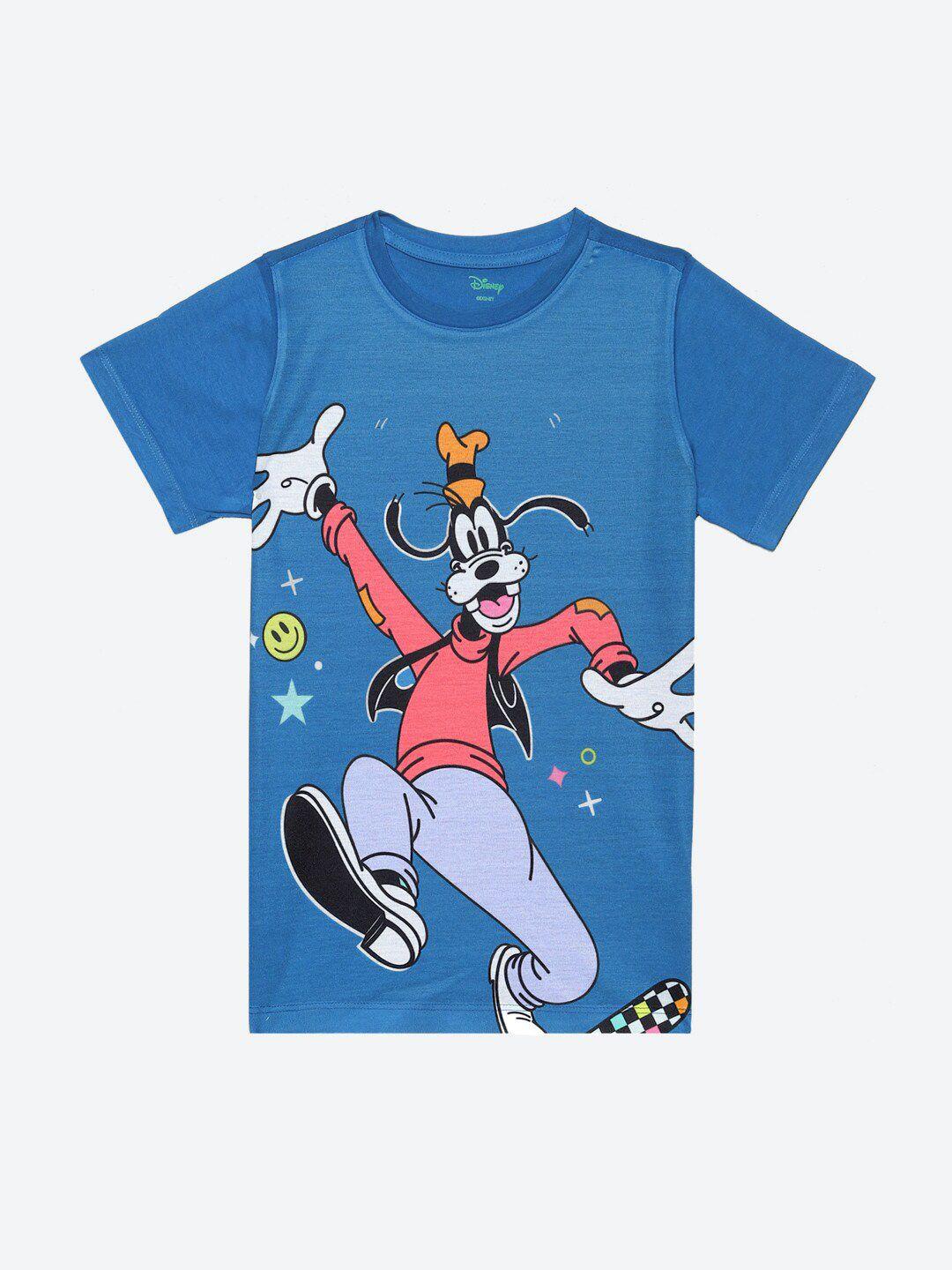 yk disney boys goofy printed round neck t-shirt