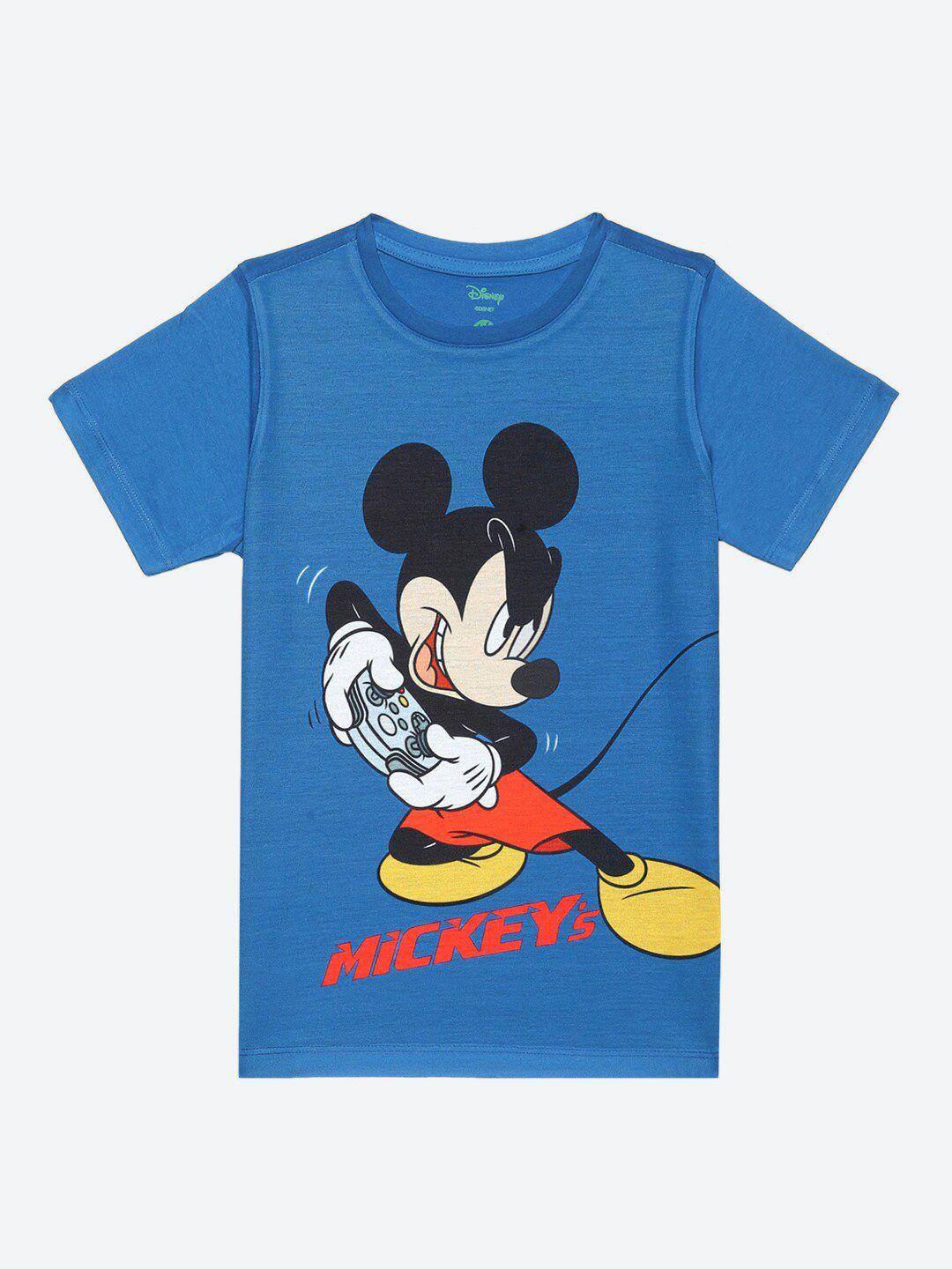 yk disney boys mickey mouse printed round neck cotton t-shirt