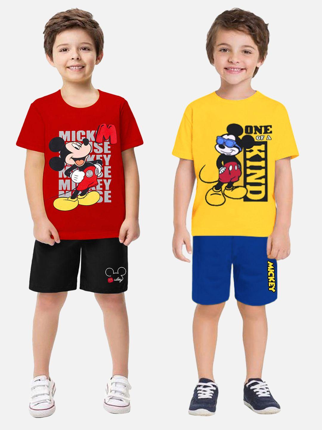 yk disney boys pack of 2 t-shirts with 2 shorts