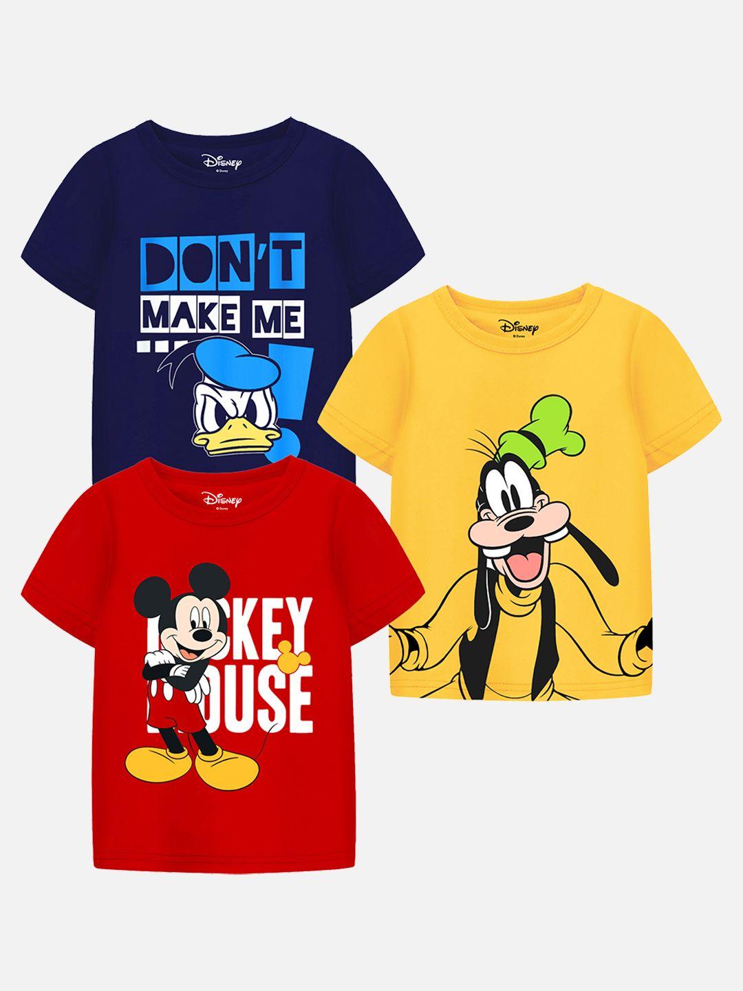 yk disney boys pack of 3 mickey and friends printed t-shirts