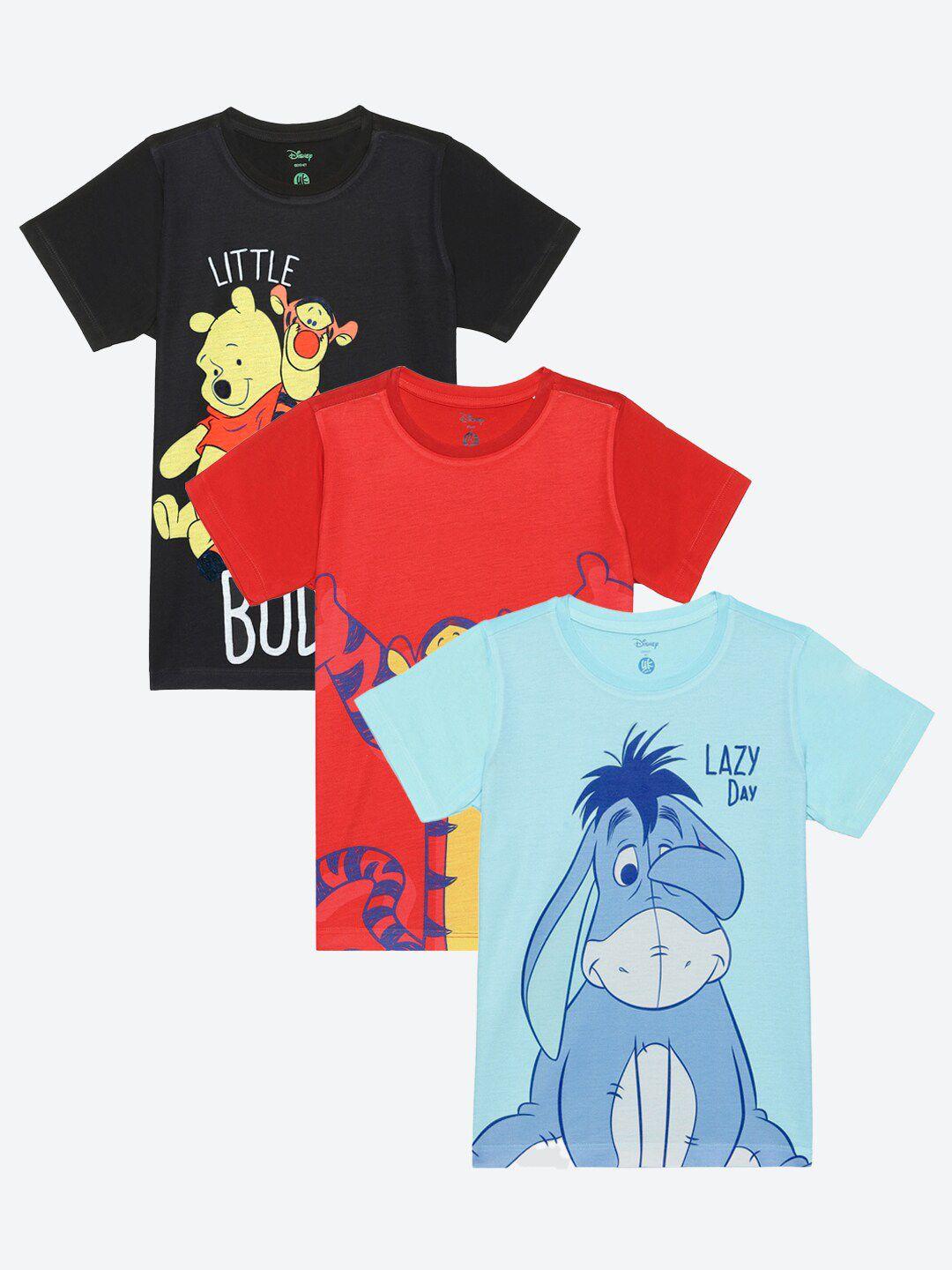 yk disney boys pack of 3 winnie the pooh printed t-shirt