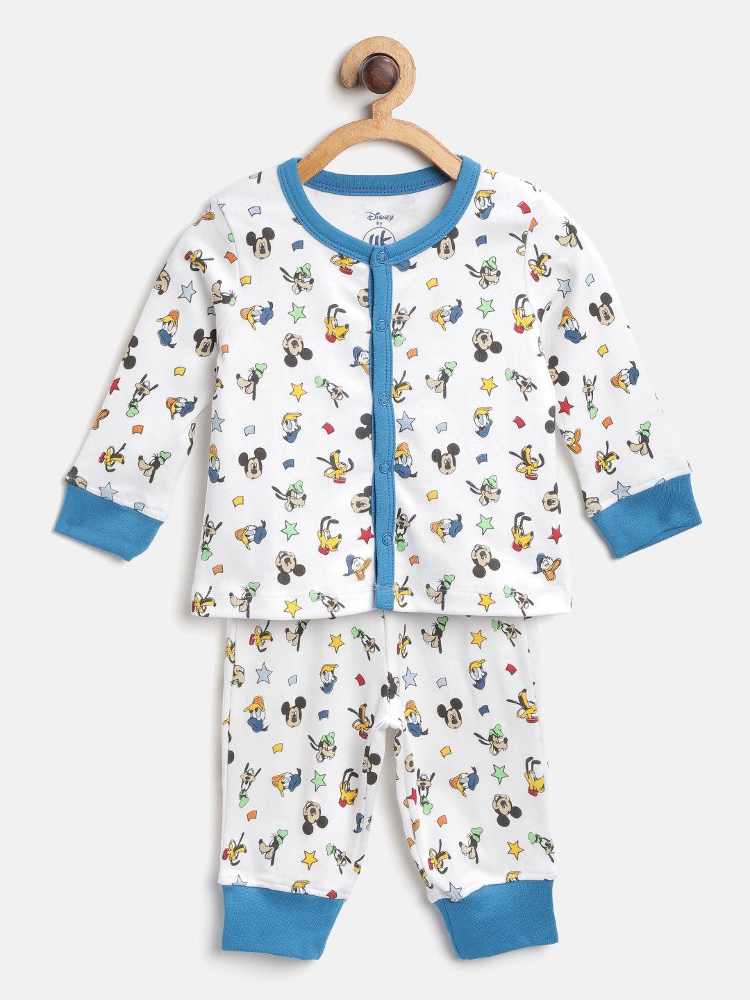 yk disney boys white & blue mickey & friends print shirt with joggers