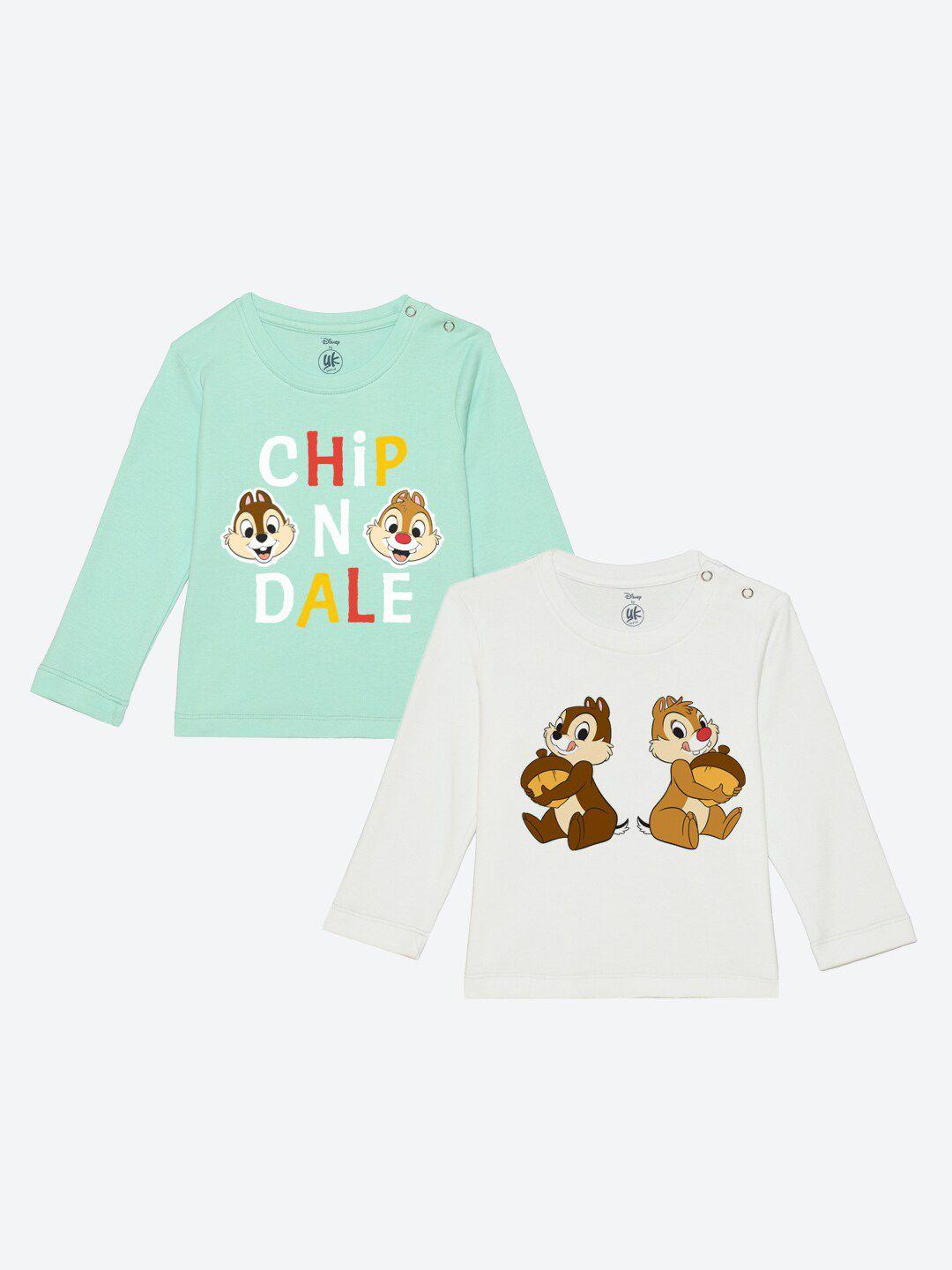 yk disney infant boys pack of 2 chip and dale & typography printed t-shirts