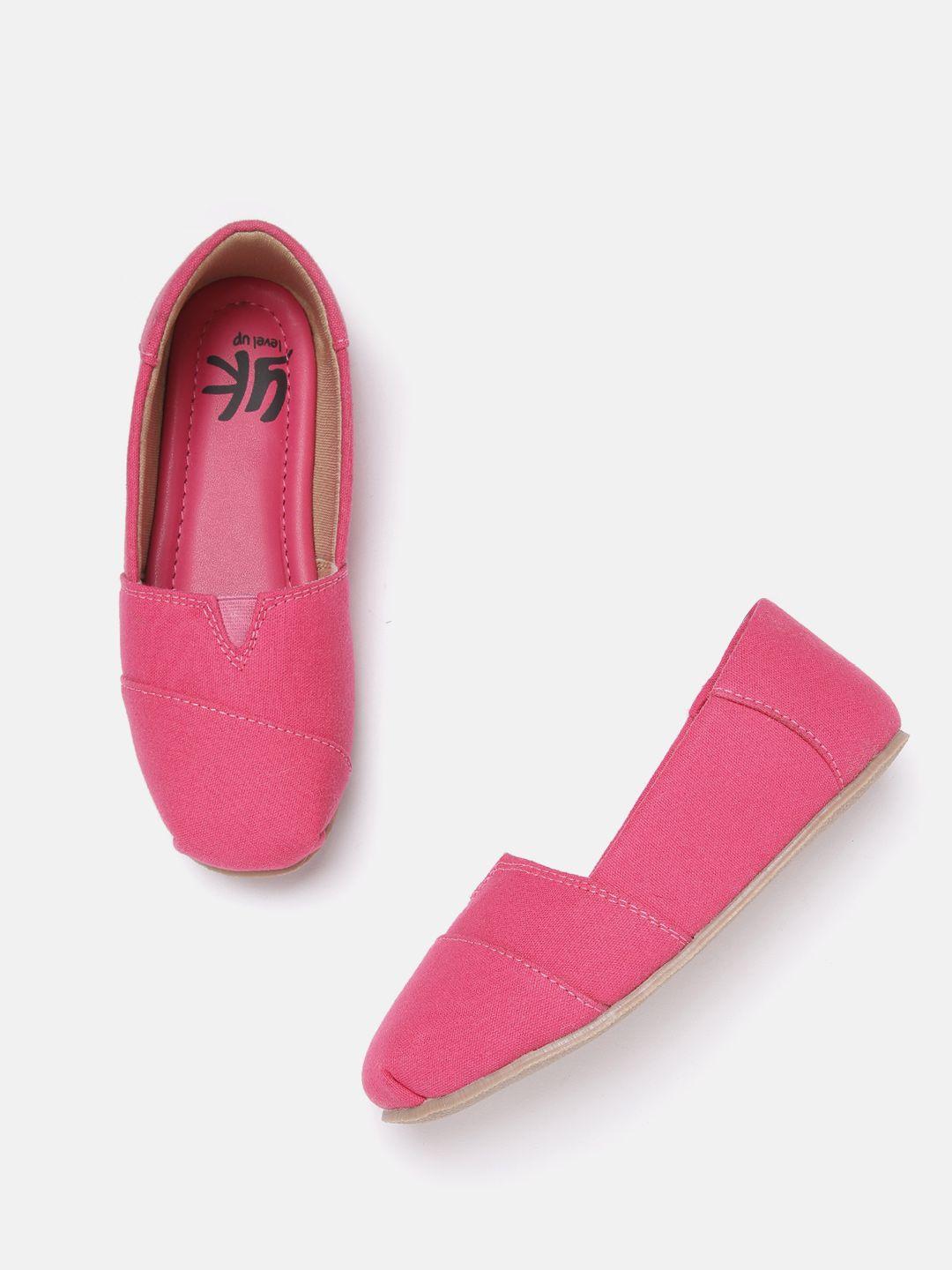 yk girls pink solid ballerinas