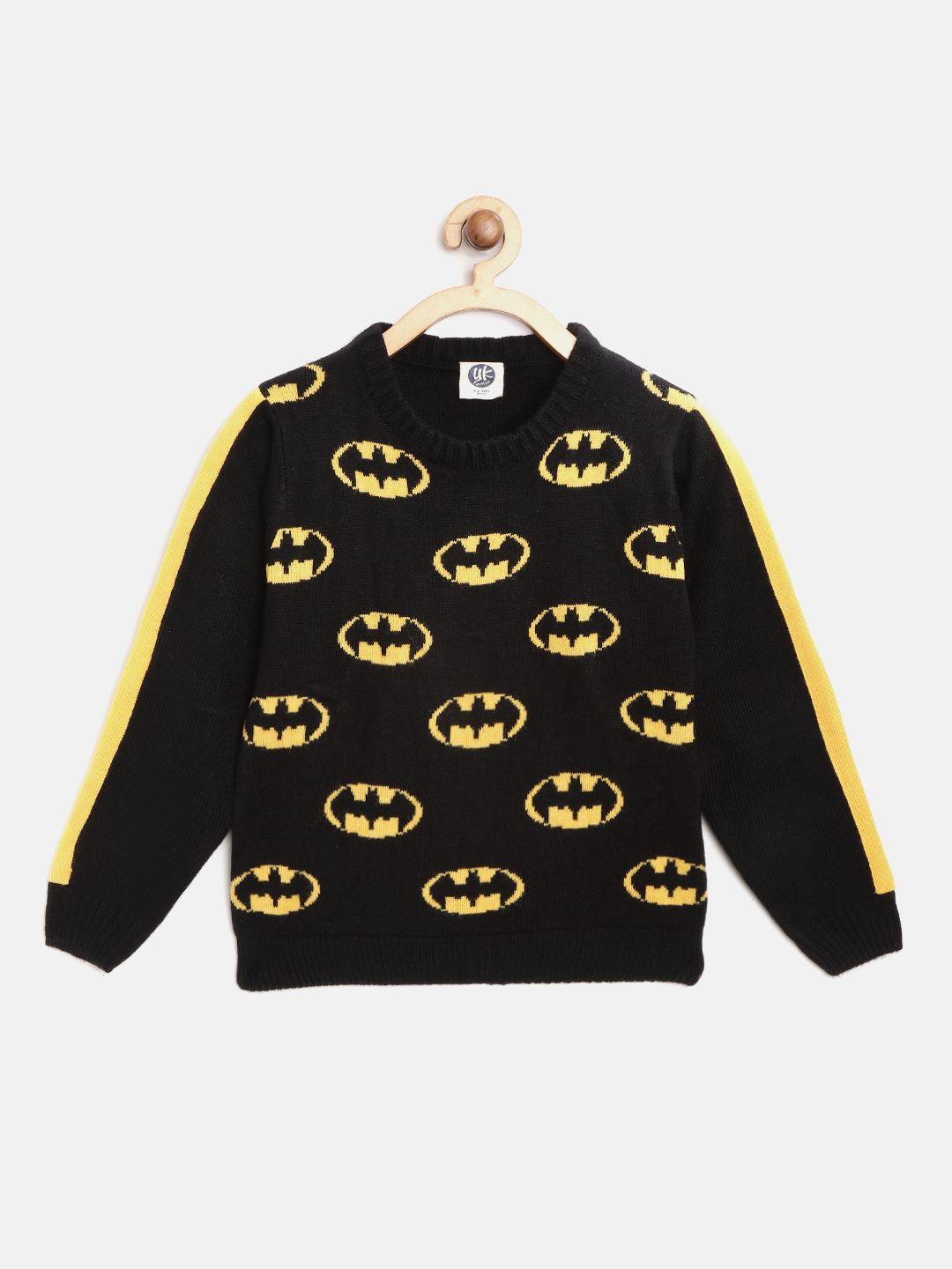 yk justice league boys black & yellow batman patterned pullover