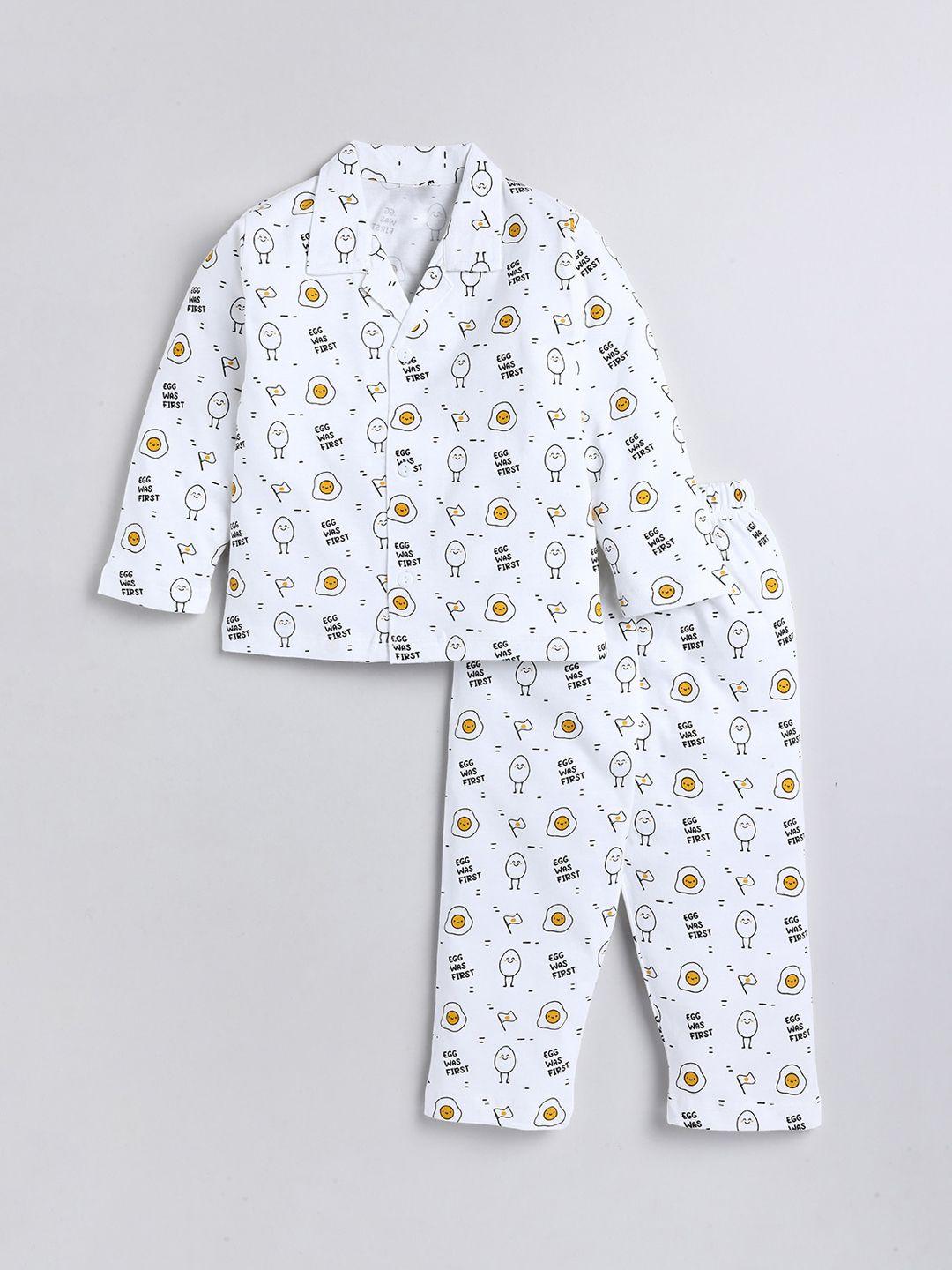 yk kids conversational printed pure cotton night suit